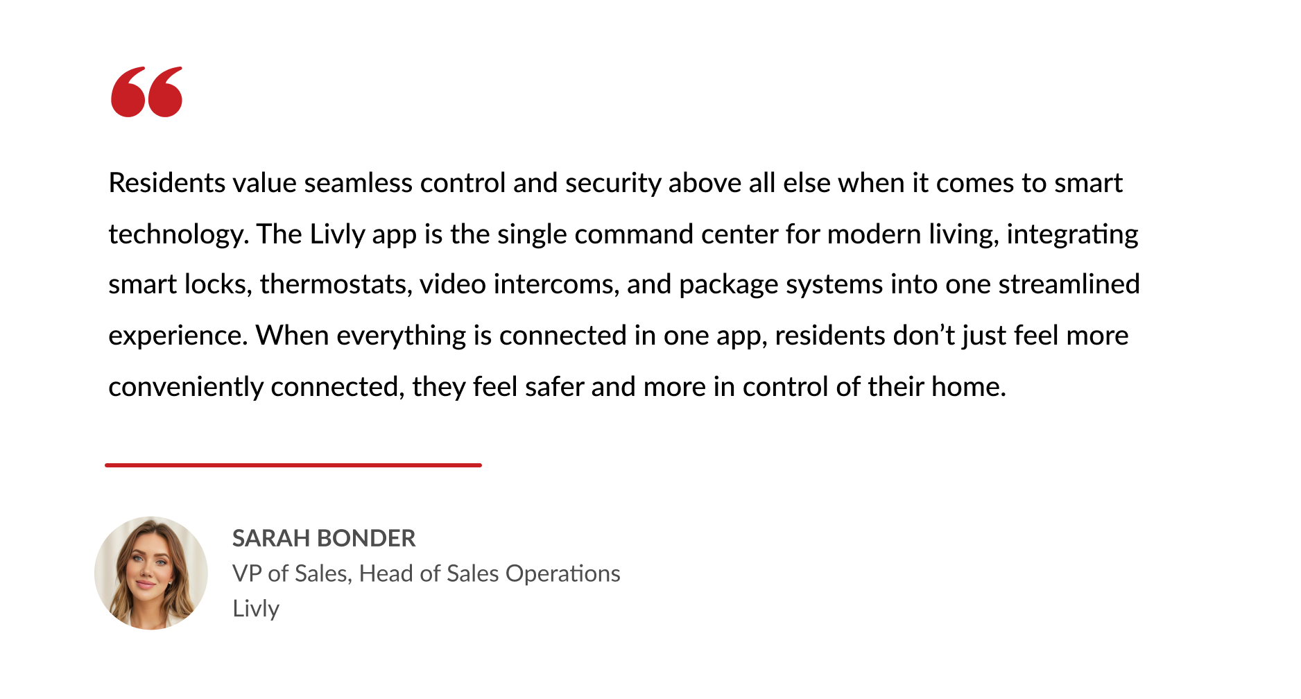 A quote from Sarah Bonder at Livly