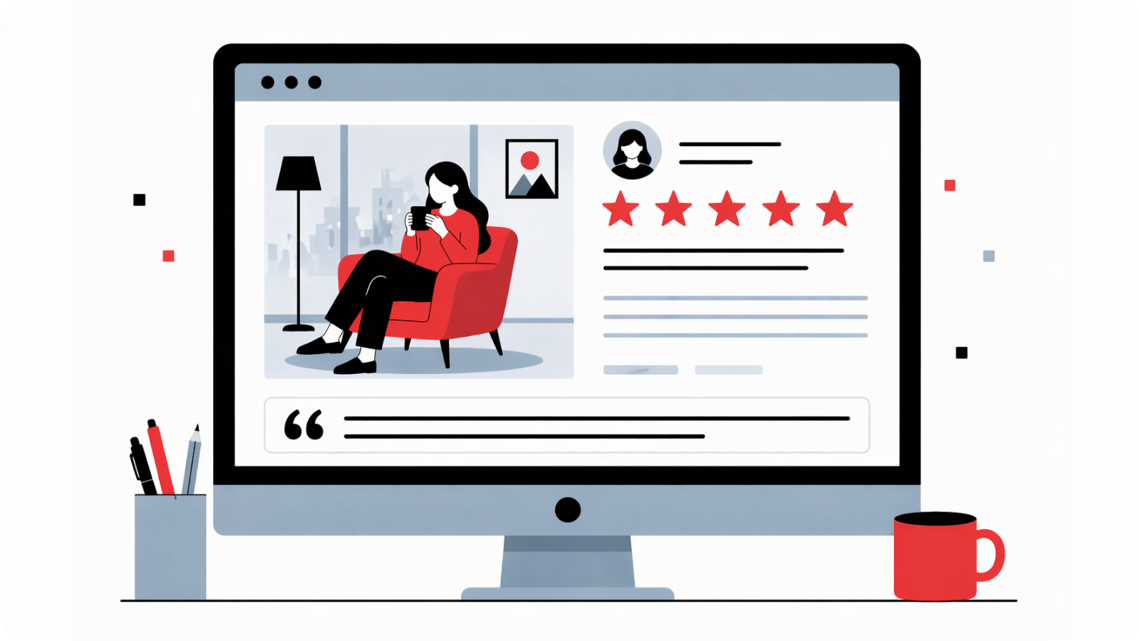 A computer screen displaying a review