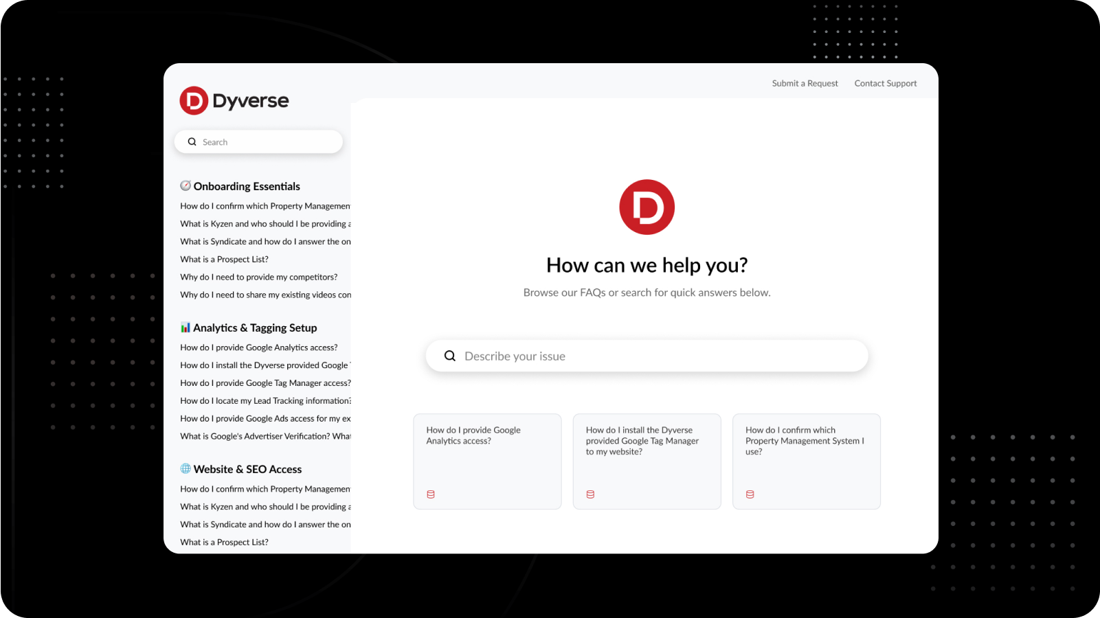 Onboarding FAQ Landing Page